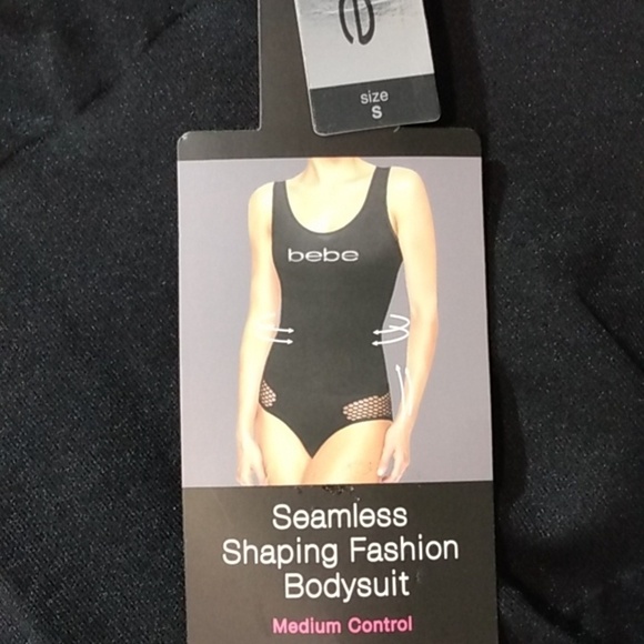 BEBE BLACK SEAMLESS CONTOUR SHAPING MEDIUM CONTROL FASHION BODYSUIT SZ SMALL NWT - Picture 6 of 9